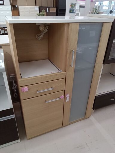 ★ジモティ割あり★ NITORI レンジボード ベージュ W80×D43×H115.5 クリーニング済み TC6482
