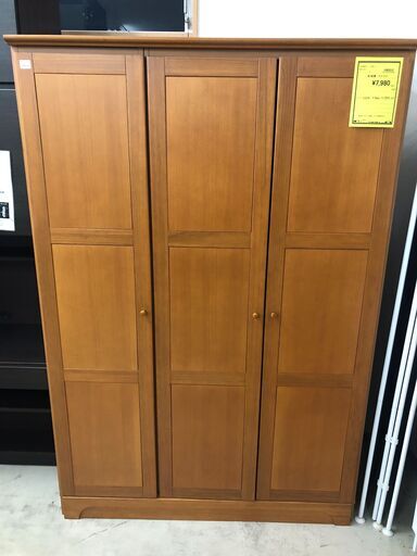 ワードローブ チェスト 3枚扉 大容量 幅約130cm  クリーニング済 堺市 石津【ジャングルジャングルサカイ石津店】