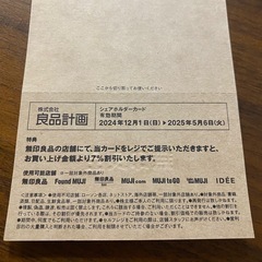 無印良品・良品計画　株主優待券