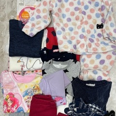 女の子向け　120 スウェット裏起毛トレーナーもこもこパジャマ上下セット新品肌着シャツ　15点の画像