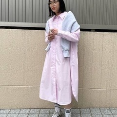 AS KNOW AS PINKY サラリラ釦あそびシャツワンピースの画像