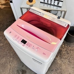 ご成約済み🐶 設置まで👏🏻 Haier 洗濯機 5.5kg✨ 珍しいピンク🌸 2021年製⭕️の画像