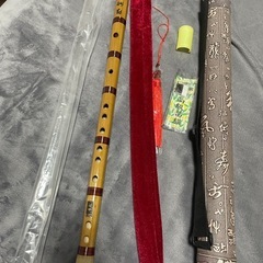高級竹製 篠笛 セット ケースと収納袋付き 中国楽器竹笛の画像