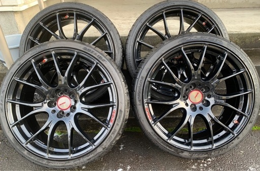 RAYS HOMURA2×7ブラック19✖️8J 5H＋インセット48 PCD100 2本アゼニスZIEXZE912 2本ポテンザS001 225/35R19 BRZ・インプレッサー・86・レガシーなど