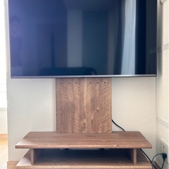 【4Kテレビ×テレビ台セット】収納付き木製テレビスタンド テレビ...