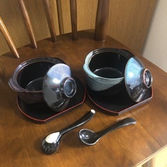 蓋付き煮物椀5客組　匙と盆付きの画像