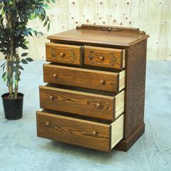 【ヤ取3/21終了】≪zyt1801ジ≫ 三越家具 ブルージュ 英国アンティーク調 4段チェスト 引き出し5杯 幅70cm カントリーハウス タンス/箪笥/中古家具/宮城県仙台市 61202-07の画像