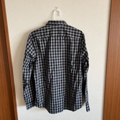 お値下げ致しました⭐️バナナリパブリック　M 長袖チェックシャツ ブラック グレーの画像