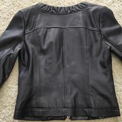 レディース ラムレザー ノーカラージャケットの画像