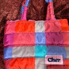 cher　チェック柄ふわもこトートバッグの画像