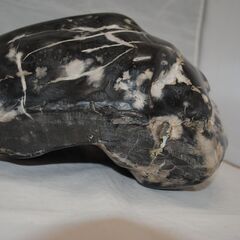 [1049]天然石　原石　置物　黒と白　鉱石　ひび割れあり　コレクションの画像