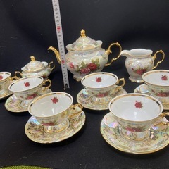 ティーとコーヒー高級ボーンチャイナコーヒーカップセット磁器ティー9セット新品9点の画像
