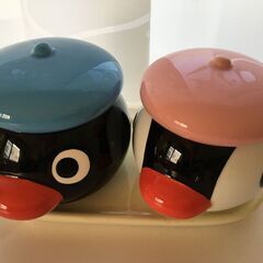 【非売品】ピングー＆ピンガの保存容器　陶器製 調味料入れ 砂糖･塩etcの画像