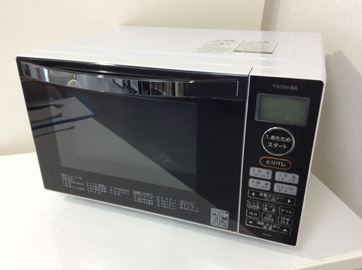 (12/21受渡済)JT9929【TOSHIBA/東芝 オーブンレンジ】美品 2018年製 ER-S18-W 家電 キッチン フラットテーブル 縦開き