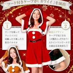 【トナカイカチューシャ付】サンタコス サンタ コスプレ セクシー レディース セクシーサンタ カチューシャ 衣装 ブラックサンタ 【5点セット】その５の画像