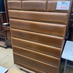 ☆ジモティ割あり☆ 7段チェストブラウン H134×W82×D45 クリーニング済み KJ8255 (リユースのサカイ)  春日部の収納家具《タンス、衣類収納》の中古あげます・譲ります｜ジモティーで不用品の処分