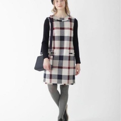 ブルーレーベルクレストブリッジチェックニット袖コンビワンピース 38