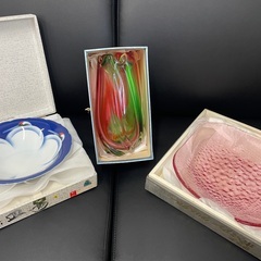 ガラス皿・花瓶・香蘭社 皿　昭和レトロ