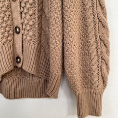 GU ジーユー ニットカーディガン L ブラウン ケーブル編み レディースの画像