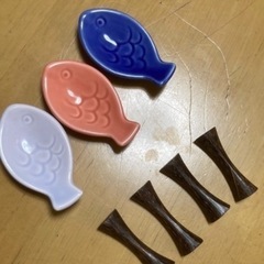 箸置き　有田焼5個　魚型3個　木製4個の画像