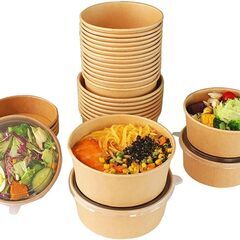 使い捨て弁当箱ペーパーボウル、クラフト紙ボウル包装箱食品グレード...