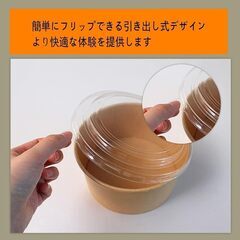 使い捨て弁当箱ペーパーボウル、クラフト紙ボウル包装箱食品グレード環境にやさしい分解性ラウンド蓋付き電子レンジ対応 (750ml 50セット)の画像