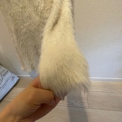  any FAM シャギーニット ワンピース ホワイト キレイめ ニット セーター Vネック 長袖 の画像