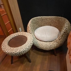 高級アジアン✨ソファ＆サイドテーブルセット☆ウォーターヒヤシンス☆三重県〜静岡県浜松市中央区 配達可の画像