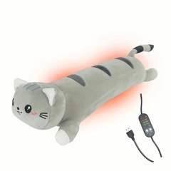 【新品未使用】 猫　暖かい　抱き枕　 ぬいぐるみ　グレー　5段階...