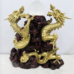 風水龍 双龍　高さ43㎝　竜　縁起物　厄除け　運気上昇　開運　金...