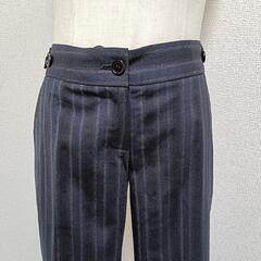 セオリー  theory 美品 スラックス ウール混 ストライプ柄 ネイビー 0 S レディースの画像