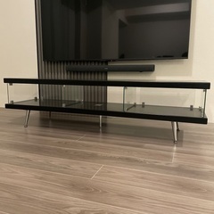 モダンテレビ台 ガラス・木材製　※大宮駅限定