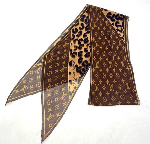極希少✨LOUIS VUITTON スカーフ　シルク　モノグラム　ヒョウ柄