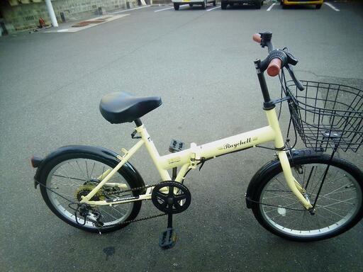20インチ　折りたたみ自転車　変速　クリーム/黒