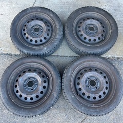 軽自動車　BRIDGESTONE　ブリザック　155/65R14 スタッドレスタイヤ　ホイール4本セット　ホイールカバー付きの画像