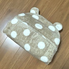 くまみみʕ•ᴥ•ʔ 冬用おくるみ ドット柄 ブラウンの画像