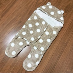 くまみみʕ•ᴥ•ʔ 冬用おくるみ ドット柄 ブラウンの画像