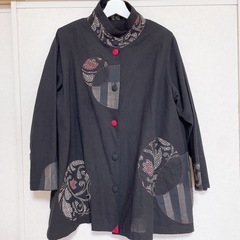 ミセス 肩パッド 刺繍風プリント トップス kina 3L