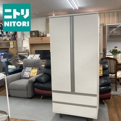 S102 ⭐ ジモティー限定価格！綺麗 NITORI ワードローブ クローゼット トラウト80 収納家具 ホワイト 幅80cm USED