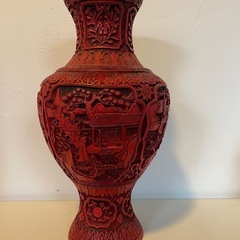 中国美術 堆朱 唐物 壺 彫刻 大型花器 花瓶 花入 時代物の画像