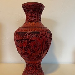 中国美術 堆朱 唐物 壺 彫刻 大型花器 花瓶 花入 時代物の画像