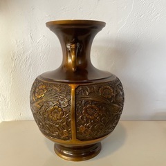 鋳銅　花瓶　龍仙作 花瓶 花器 花入 壺 銅製 置物 インテリア 金属製 骨董品の画像