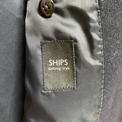SHIPS ネイビー チェスターコート カシミヤ ウールの画像