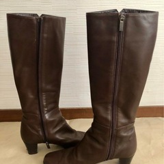 REGAL ブラウン レザー ロングブーツ ヒール約4.5cmの画像