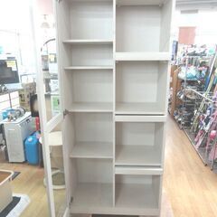 商談中 ニトリ 本棚 フラップ書棚 ガラス扉 フラップ扉 幅80cm 奥行