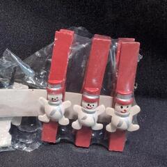 サンタのメモクリップとウッドピンチの画像