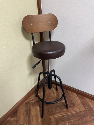 【美品】カウンターチェア　スツール　ダークブラウン　昇降式