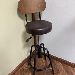 【美品】カウンターチェア　スツール　ダークブラウン　昇降式