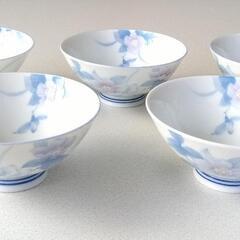 有田焼　萩窯　染付　椿　山茶花　お茶碗　5客（135客まで可）セット