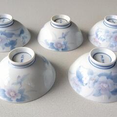 有田焼　萩窯　染付　椿　山茶花　お茶碗　5客（135客まで可）セットの画像